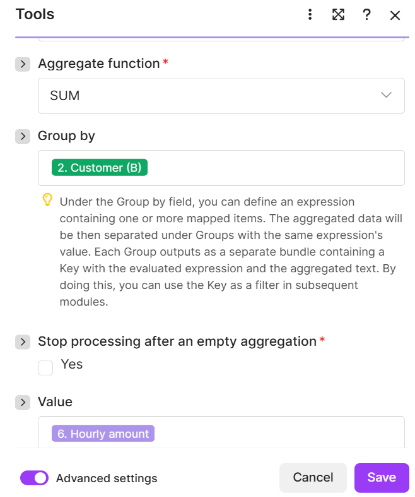 Billable work Numeric Aggregator