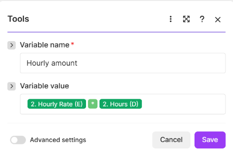 Hourly amount calculation