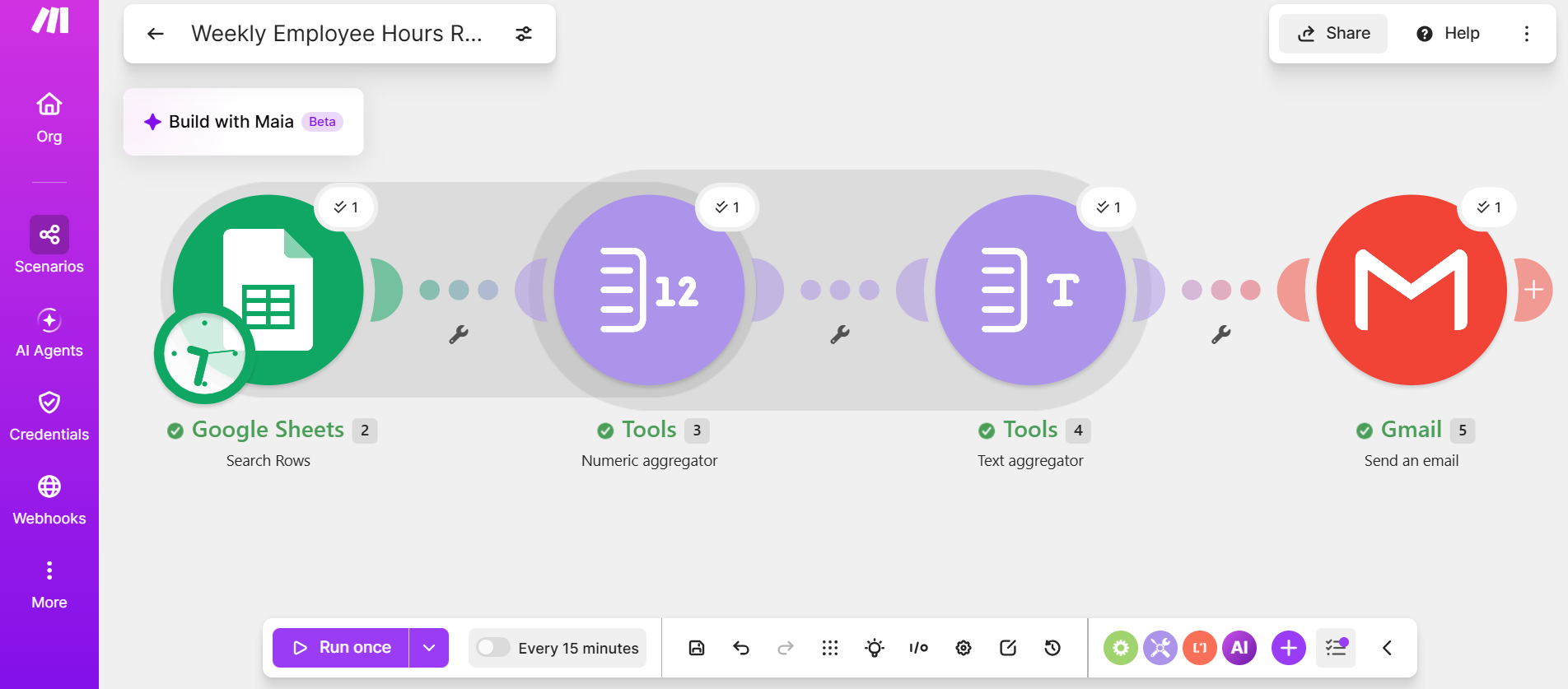 Weekly employee hours Make workflow