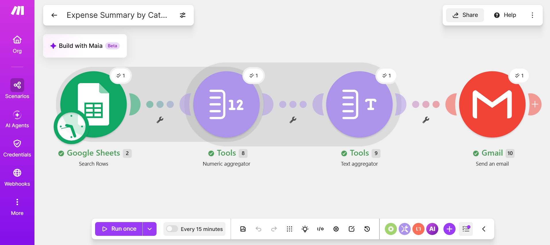 Expense summary Make workflow